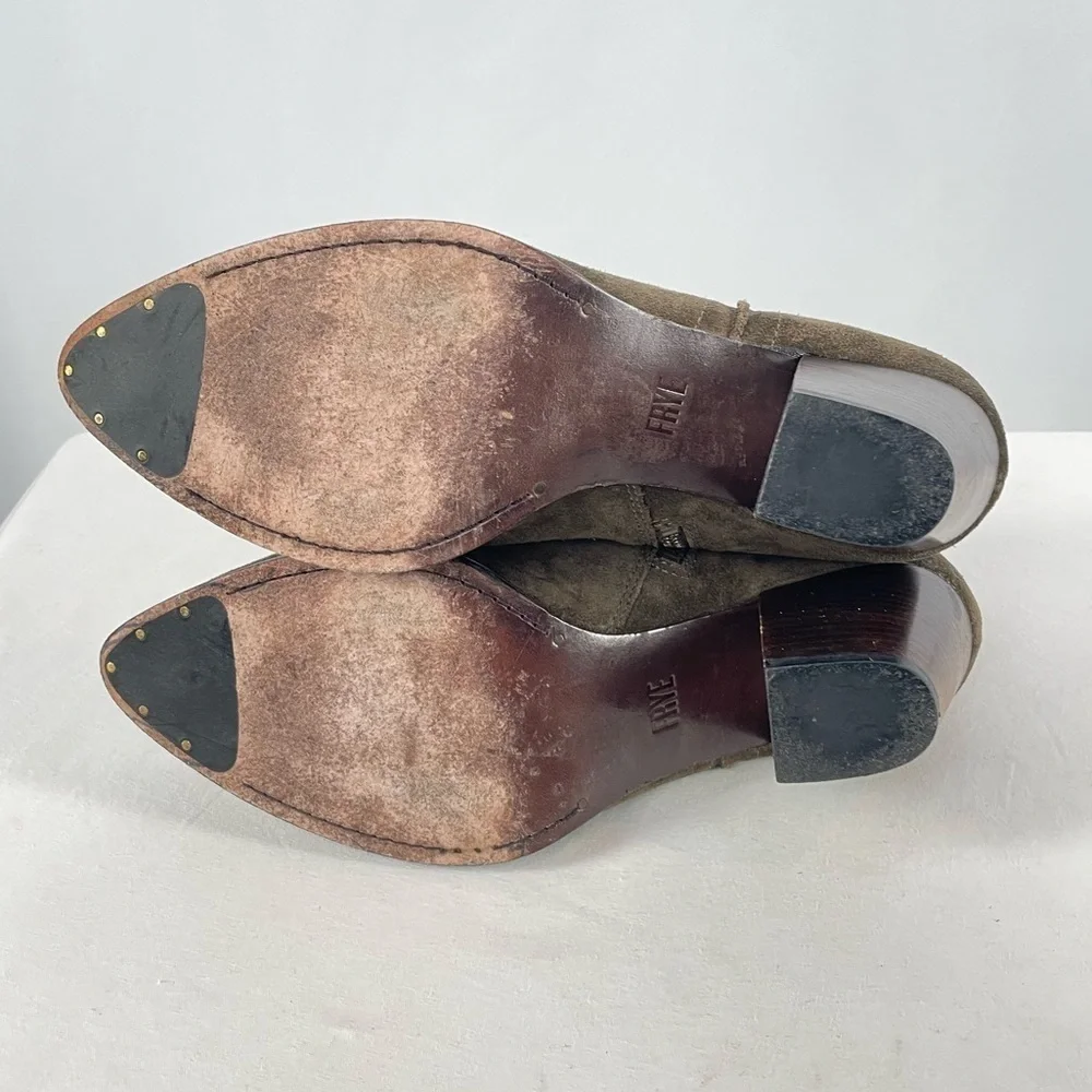 Frye Renee Seam Suede Short‎ Boot in Brown Size 10